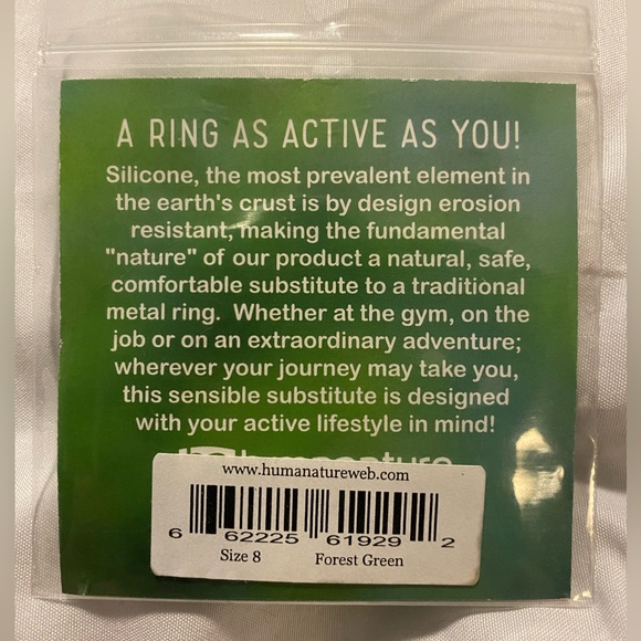Humanature Silicone ring, Size 8 Forest Green NWT in package - Picture 2 of 3